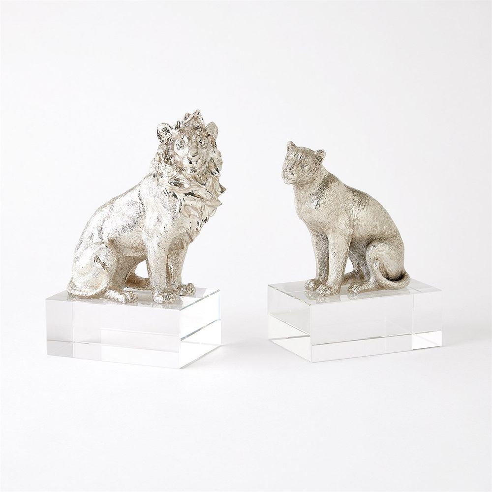 Decorative Objects Lion Sculpture-Nickel/Crystal