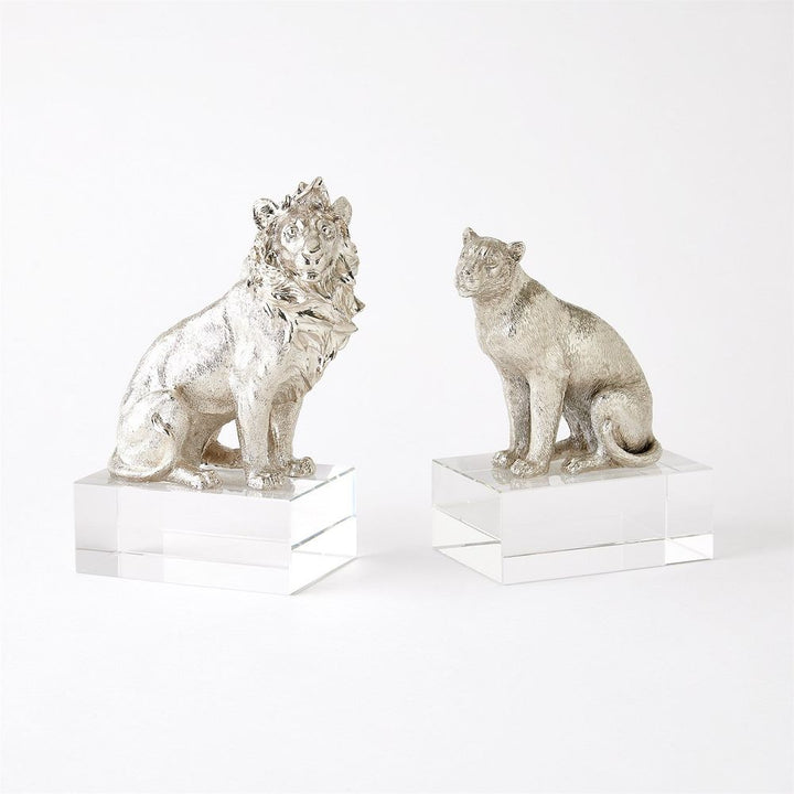 Decorative Objects Lion Sculpture-Nickel/Crystal