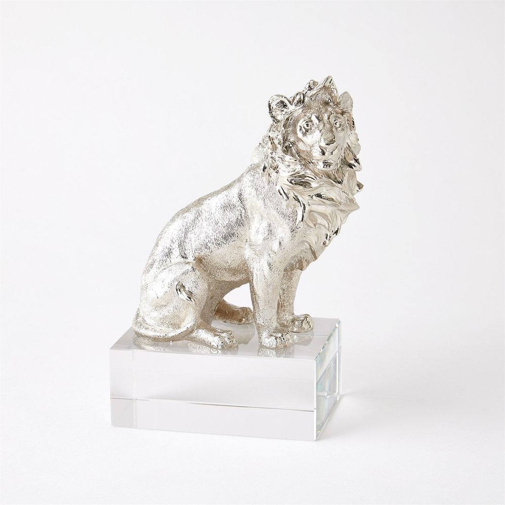 Decorative Objects Lioness Sculpture-Nickel/Crystal