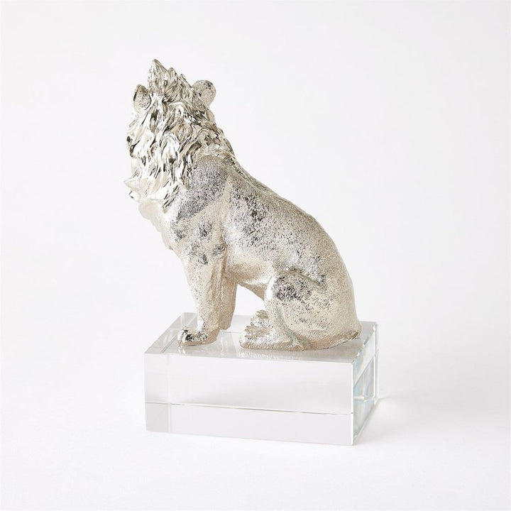 Decorative Objects Lioness Sculpture-Nickel/Crystal