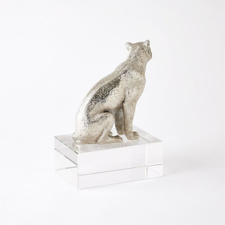 Lion Sculpture-Nickel/Crystal