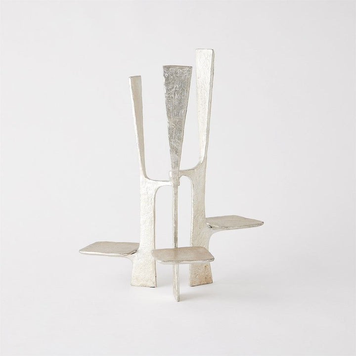 Candle Holders Triune Candleholder-Silver Leaf