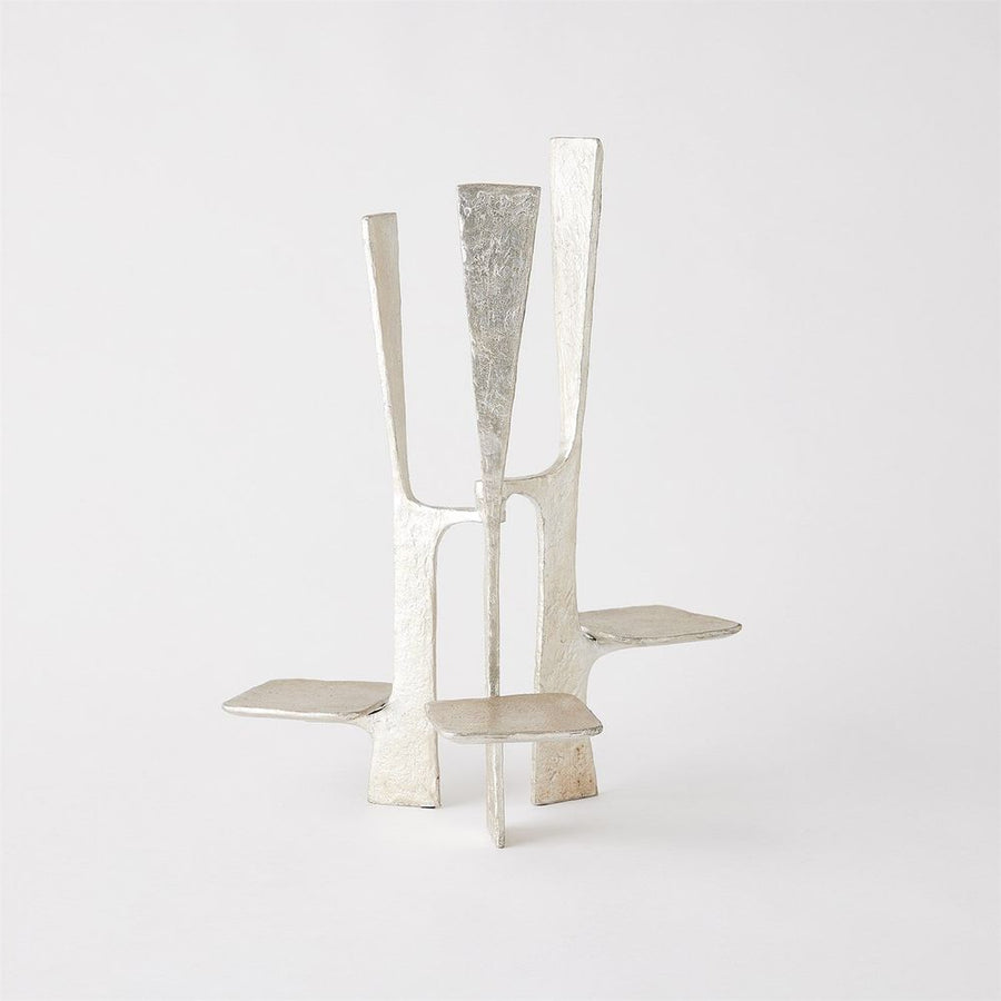 Candle Holders Triune Candleholder-Silver Leaf