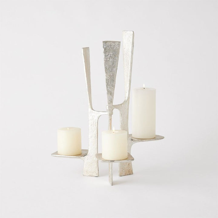 Candle Holders Triune Candleholder-Silver Leaf