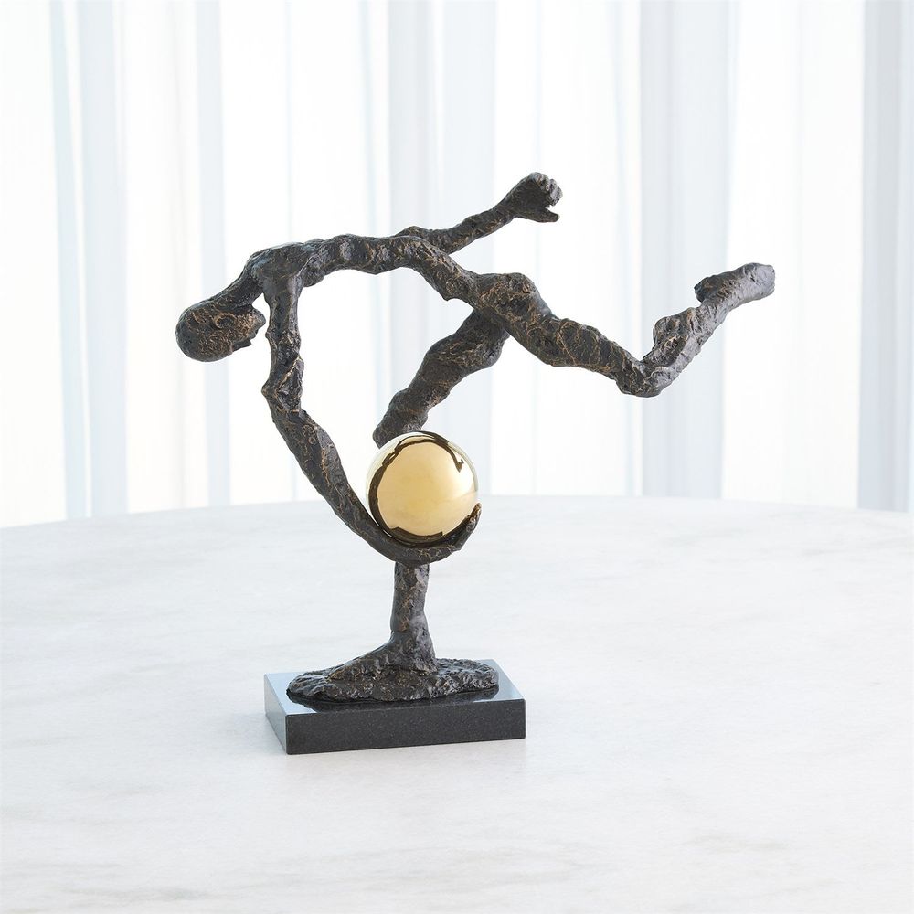 Decorative Objects Tripped Up Sculpture - Bronze W/Brass Sphere