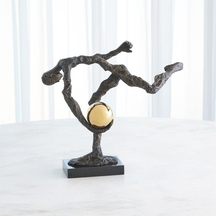 Decorative Objects Tripped Up Sculpture - Bronze W/Brass Sphere