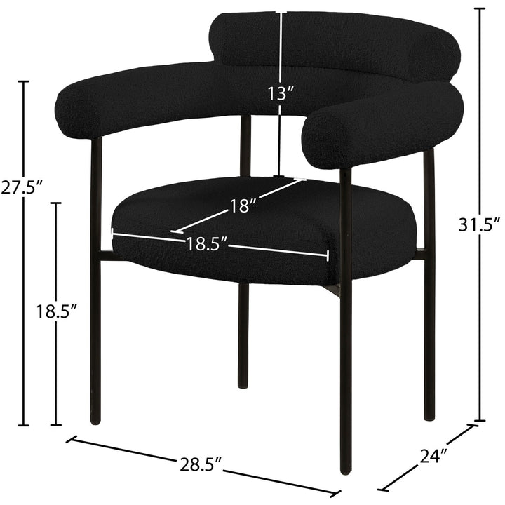 Blake Boucle Fabric Upholstered Dining Chair — Black / Matte Black