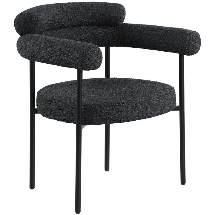 Blake Boucle Fabric Upholstered Dining Chair — Black / Matte Black