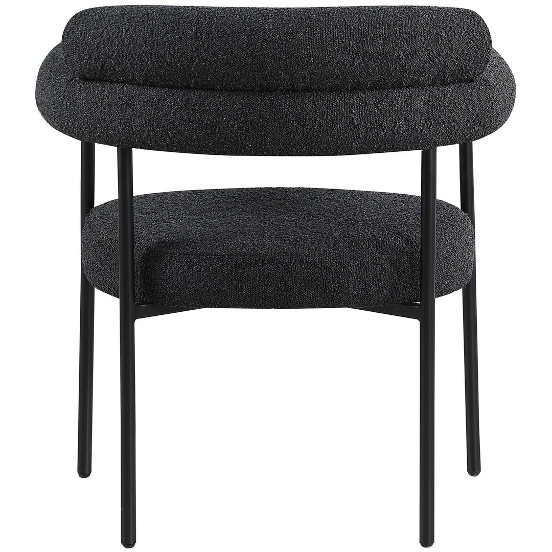 Blake Boucle Fabric Upholstered Dining Chair — Black / Matte Black