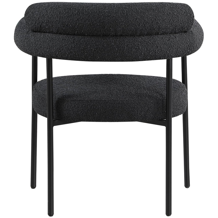 Blake Boucle Fabric Upholstered Dining Chair — Black / Matte Black