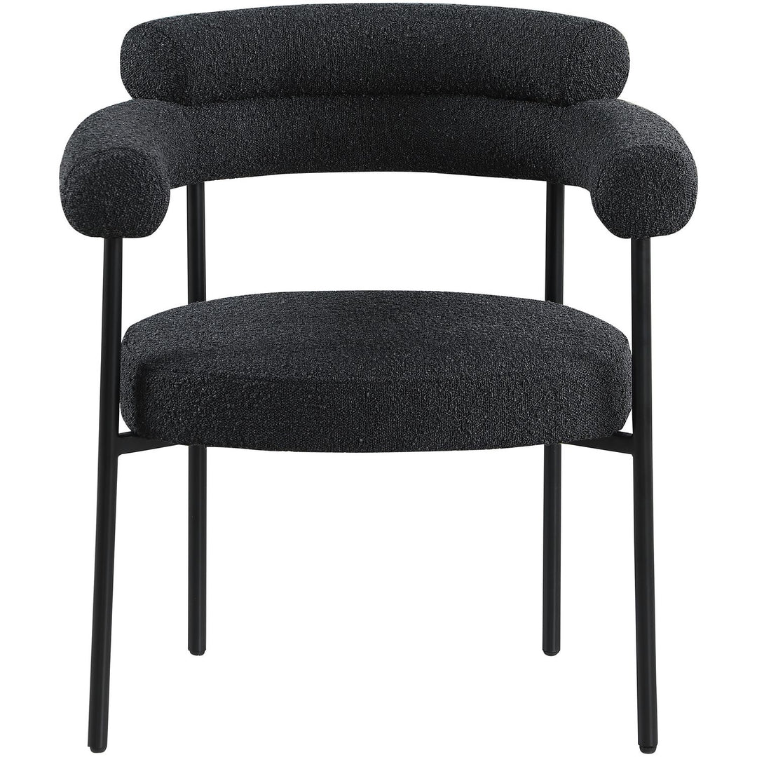 Blake Boucle Fabric Upholstered Dining Chair — Black / Matte Black