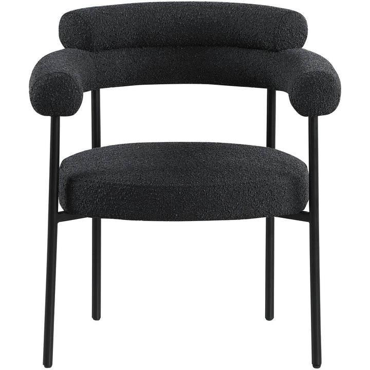 Blake Boucle Fabric Upholstered Dining Chair — Black / Matte Black