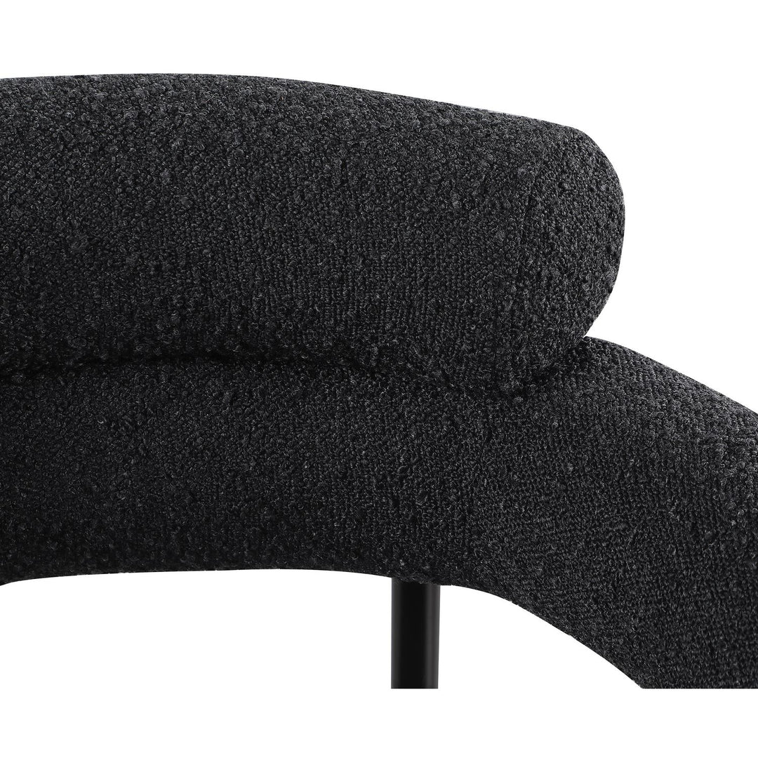 Blake Boucle Fabric Upholstered Dining Chair — Black / Matte Black