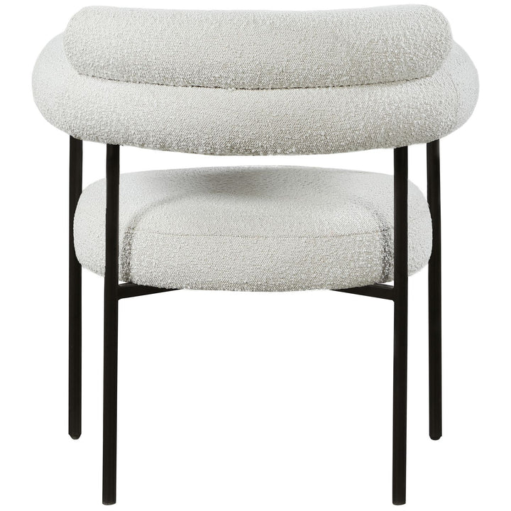 Blake Boucle Fabric Upholstered Dining Chair — Cream / Matte Black