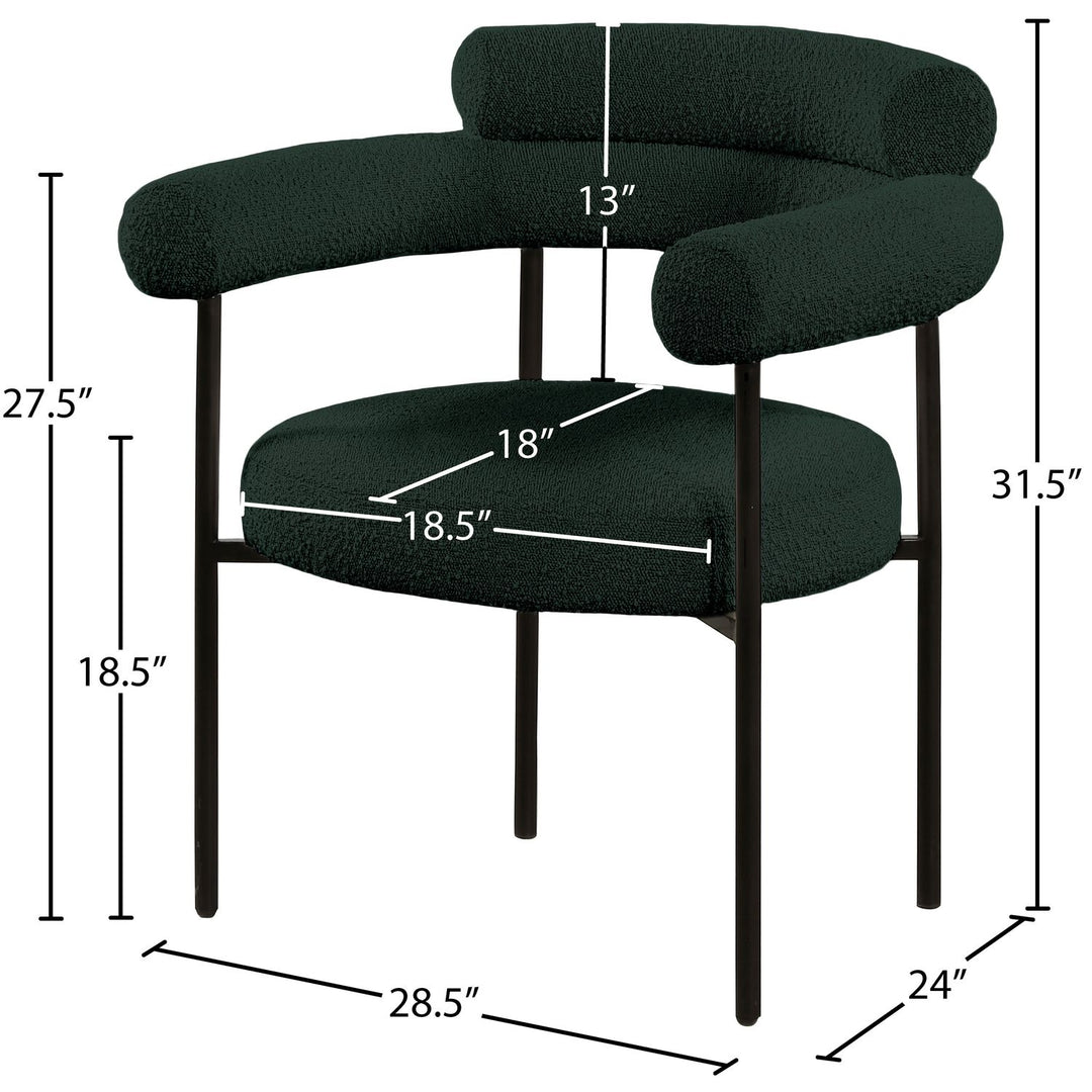 Blake Boucle Fabric Upholstered Dining Chair — Green / Matte Black