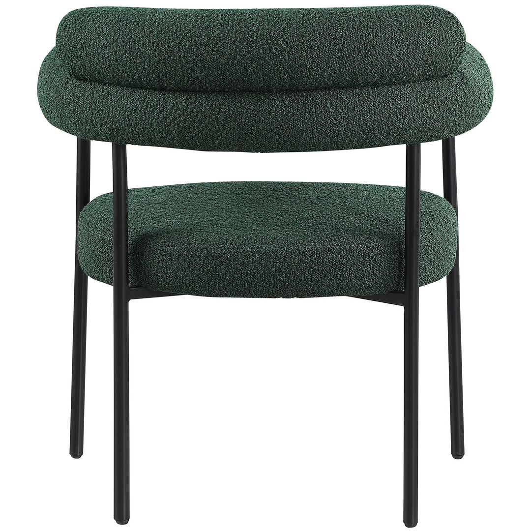 Blake Boucle Fabric Upholstered Dining Chair — Green / Matte Black