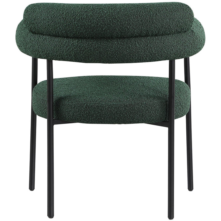 Blake Boucle Fabric Upholstered Dining Chair — Green / Matte Black