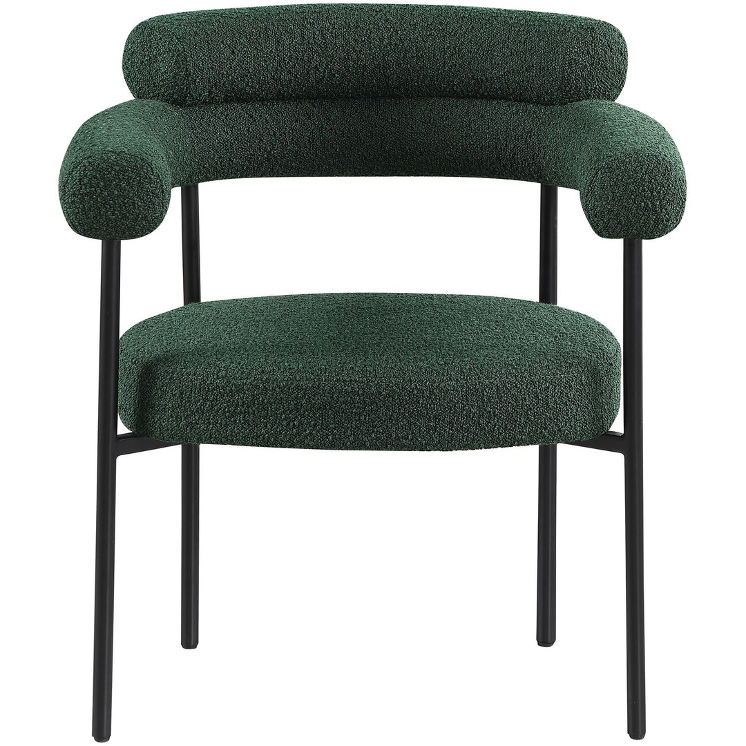 Blake Boucle Fabric Upholstered Dining Chair — Green / Matte Black