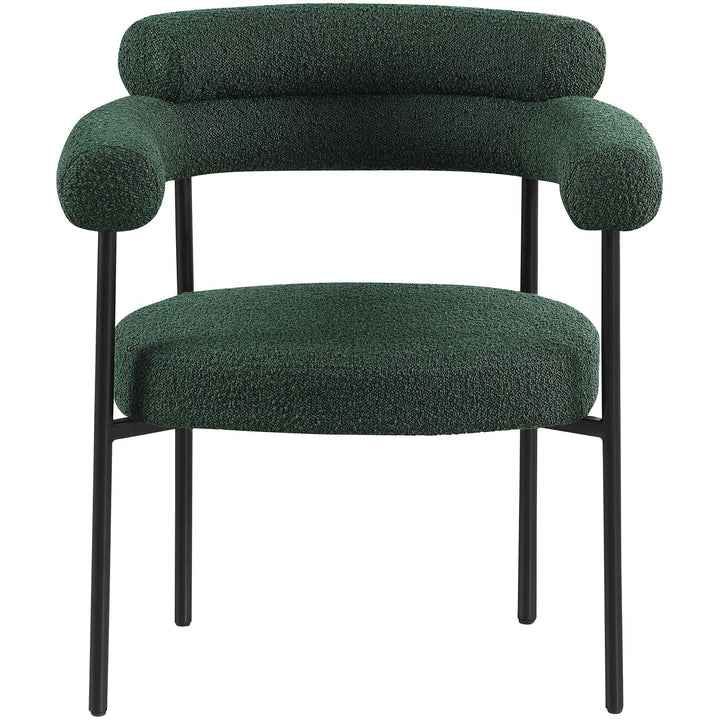 Blake Boucle Fabric Upholstered Dining Chair — Green / Matte Black