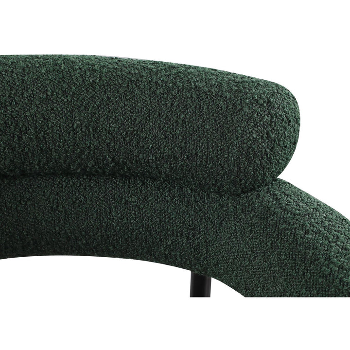 Blake Boucle Fabric Upholstered Dining Chair — Green / Matte Black