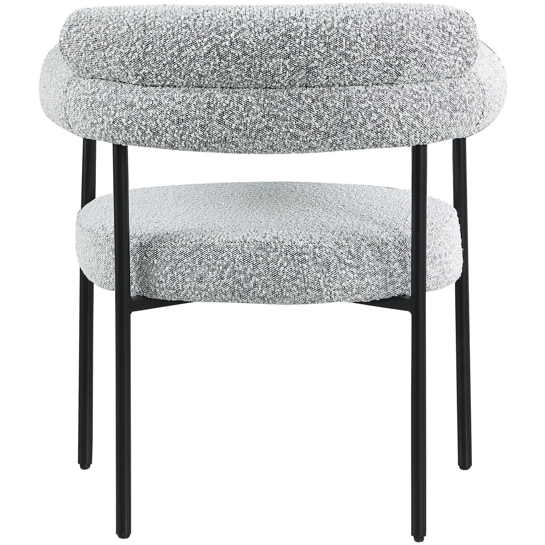 Blake Boucle Fabric Upholstered Dining Chair — Grey / Matte Black