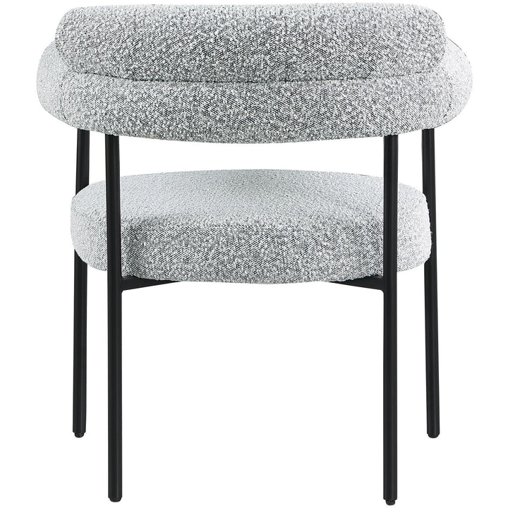 Blake Boucle Fabric Upholstered Dining Chair — Grey / Matte Black