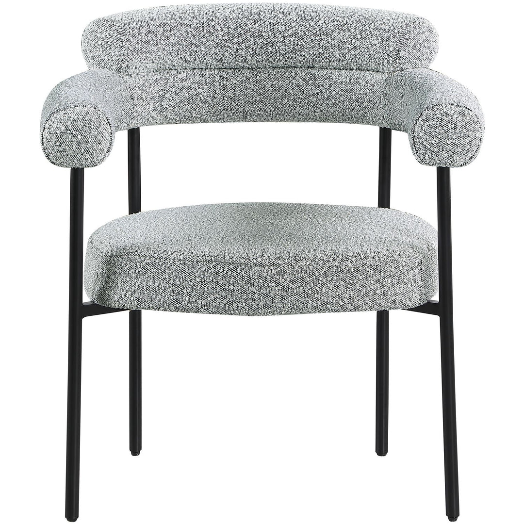 Blake Boucle Fabric Upholstered Dining Chair — Grey / Matte Black