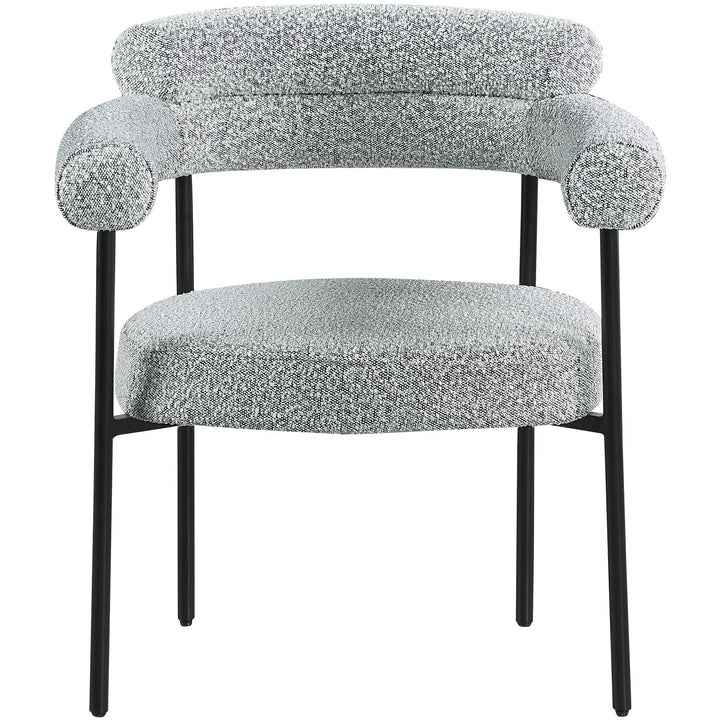 Blake Boucle Fabric Upholstered Dining Chair — Grey / Matte Black