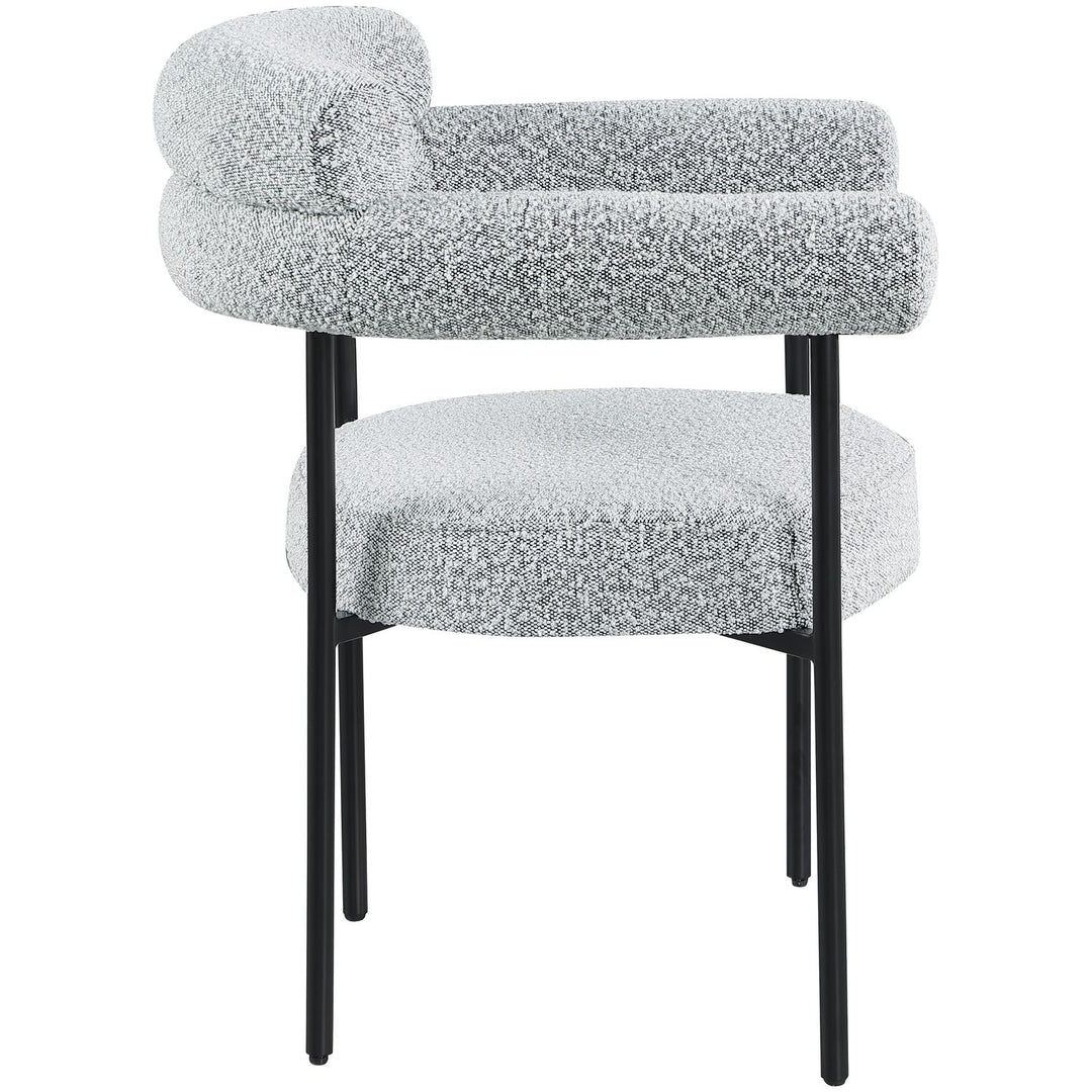 Blake Boucle Fabric Upholstered Dining Chair — Grey / Matte Black