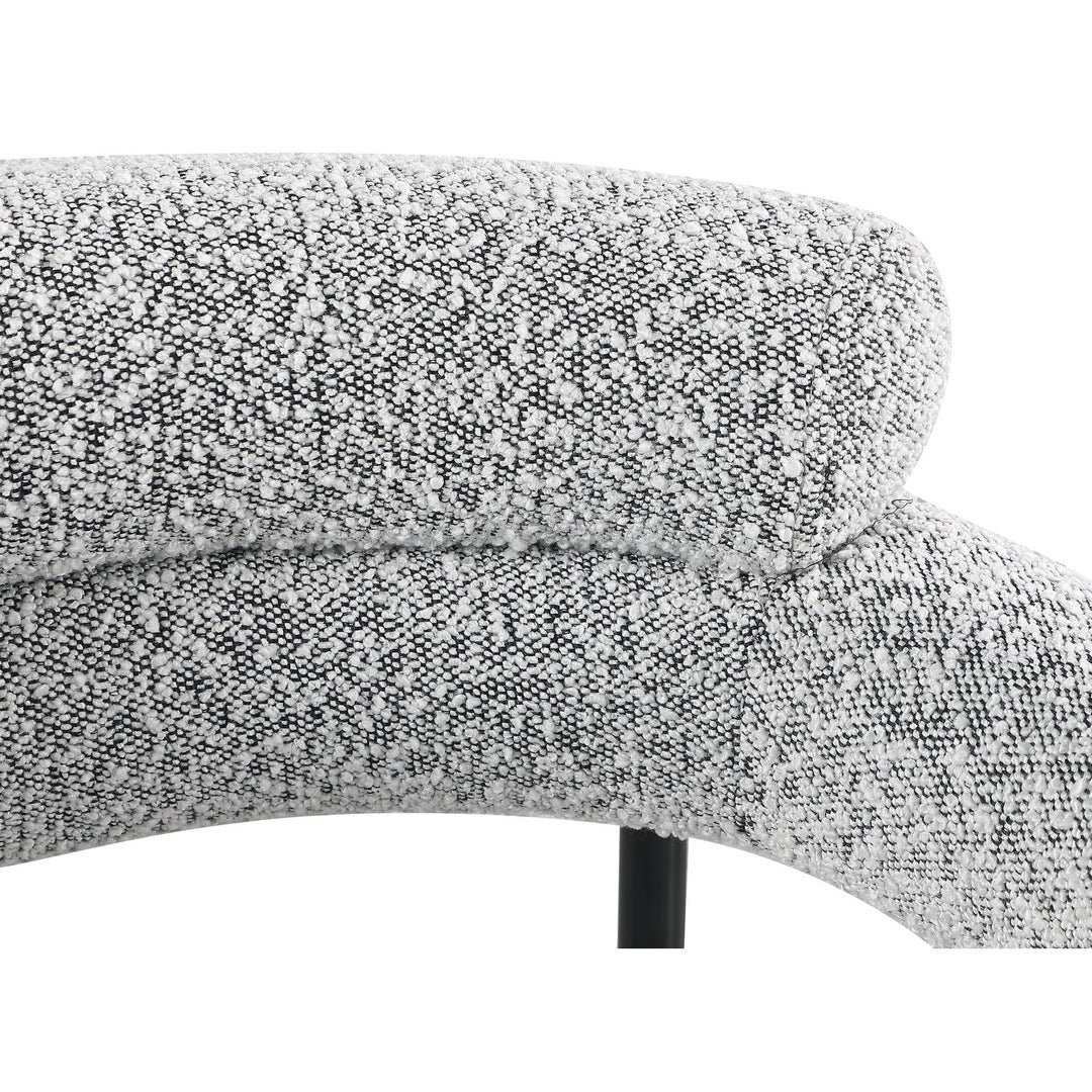 Blake Boucle Fabric Upholstered Dining Chair — Grey / Matte Black