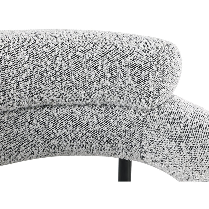 Blake Boucle Fabric Upholstered Dining Chair — Grey / Matte Black