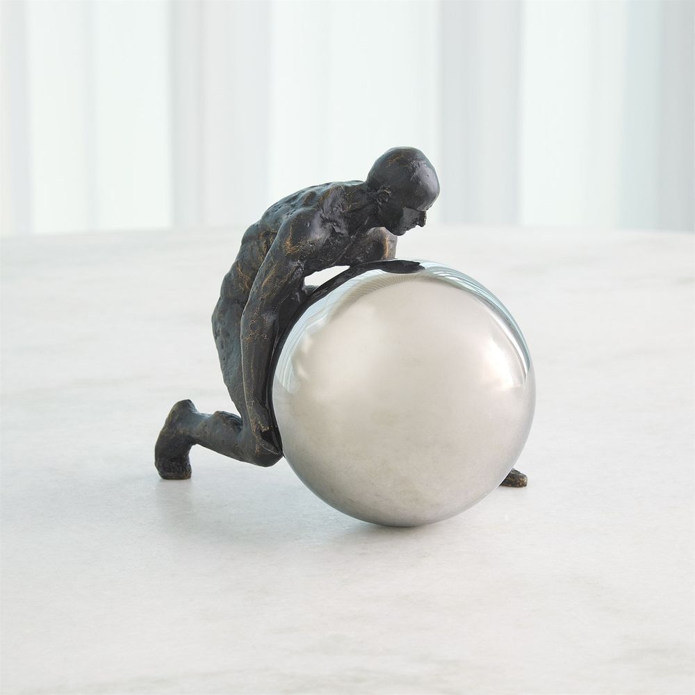 Decorative Objects Boulder Man-Bronze w/Nickel Sphere