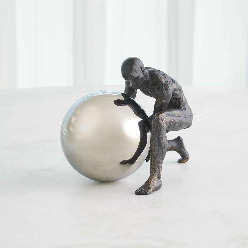 Decorative Objects Boulder Man-Bronze w/Nickel Sphere