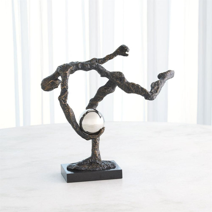 Decorative Objects Tripped Up Sculpture-Bronze w/Nickel Sphere
