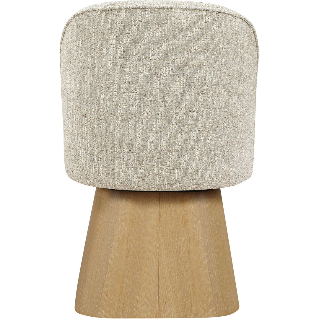 Marlowe Linen Textured Fabric Upholstered Swivel Dining Side Chair — Beige / Stained Natural