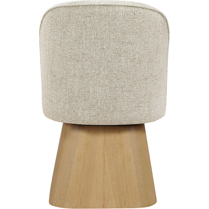 Marlowe Linen Textured Fabric Upholstered Swivel Dining Side Chair — Beige / Stained Natural