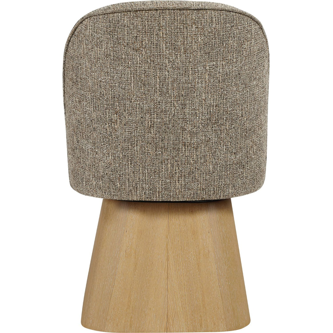 Marlowe Linen Textured Fabric Upholstered Swivel Dining Side Chair — Brown / Stained Natural