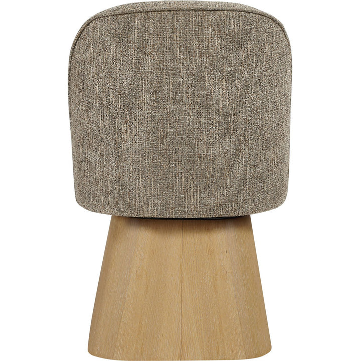 Marlowe Linen Textured Fabric Upholstered Swivel Dining Side Chair — Brown / Stained Natural