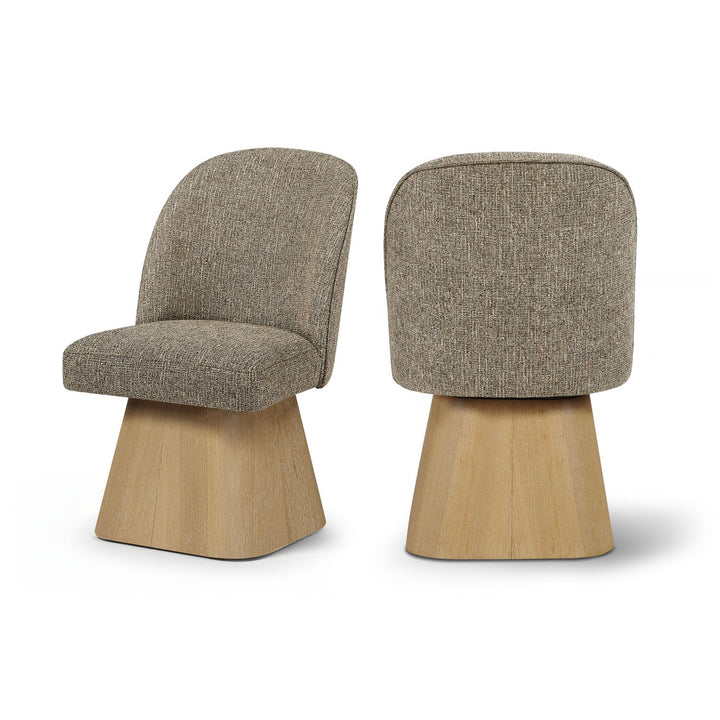 Marlowe Brown Linen Textured Fabric Upholstered Swivel Dining Side Chair