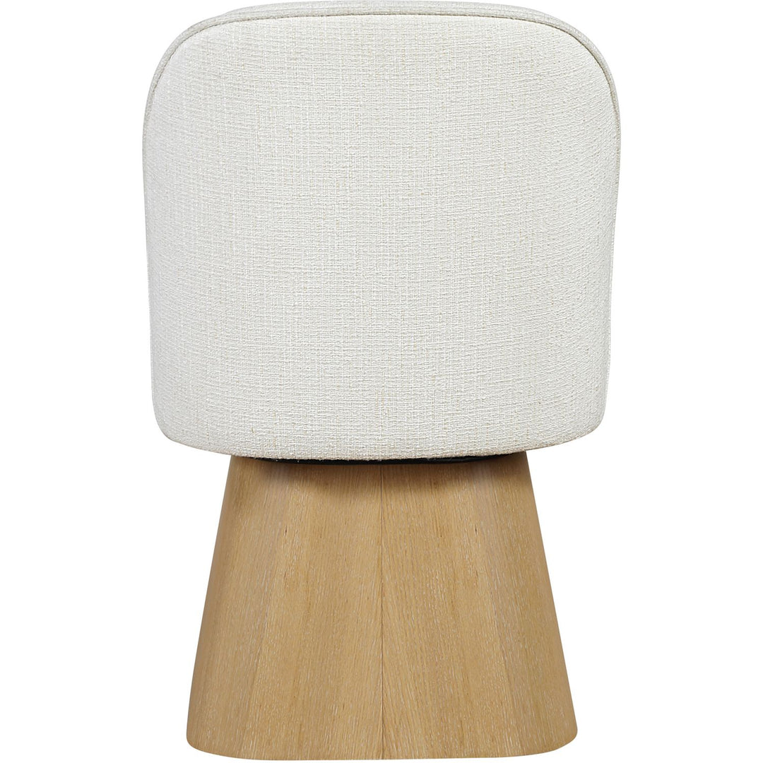 Marlowe Linen Textured Fabric Upholstered Swivel Dining Side Chair — Cream / Stained Natural