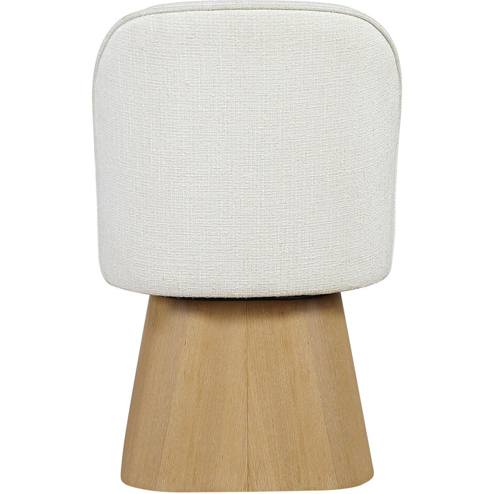 Marlowe Linen Textured Fabric Upholstered Swivel Dining Side Chair — Cream / Stained Natural