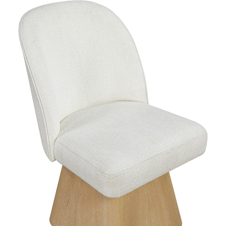 Marlowe Linen Textured Fabric Upholstered Swivel Dining Side Chair — Cream / Stained Natural