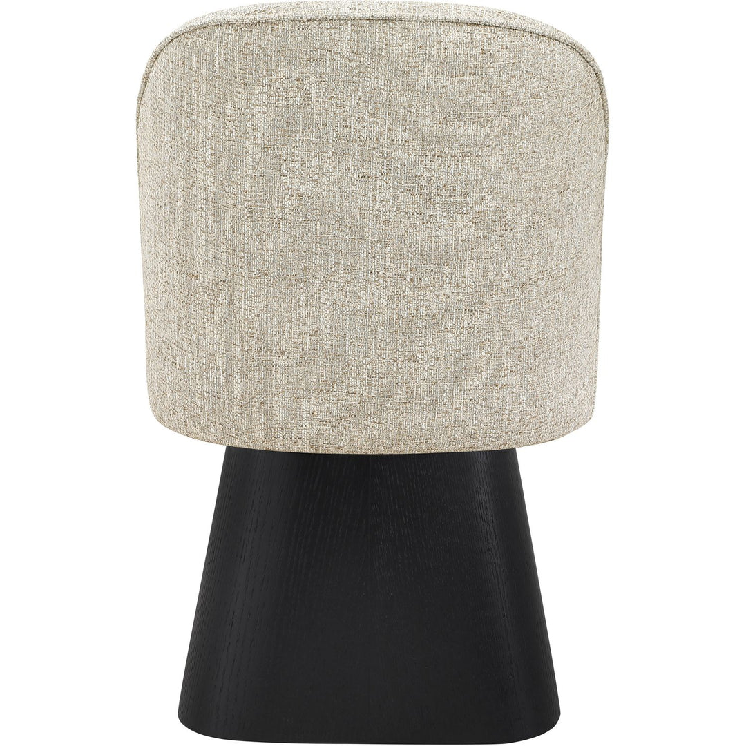 Marlowe Linen Textured Fabric Upholstered Swivel Dining Side Chair — Beige / Stained Black