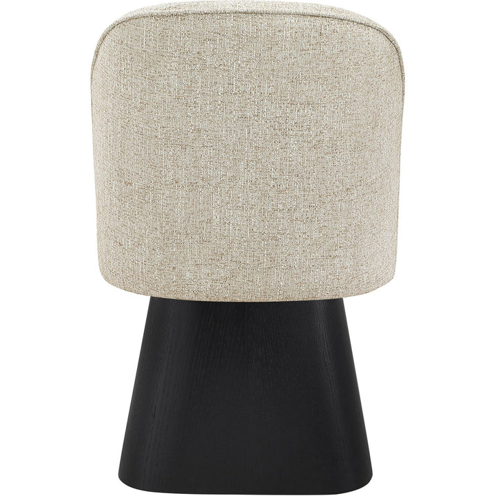 Marlowe Linen Textured Fabric Upholstered Swivel Dining Side Chair — Beige / Stained Black