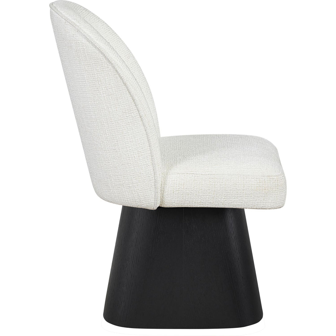 Marlowe Linen Textured Fabric Upholstered Swivel Dining Side Chair — Cream / Stained Black