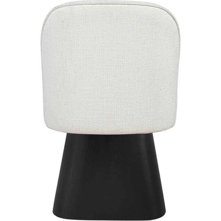 Marlowe Linen Textured Fabric Upholstered Swivel Dining Side Chair — Cream / Stained Black