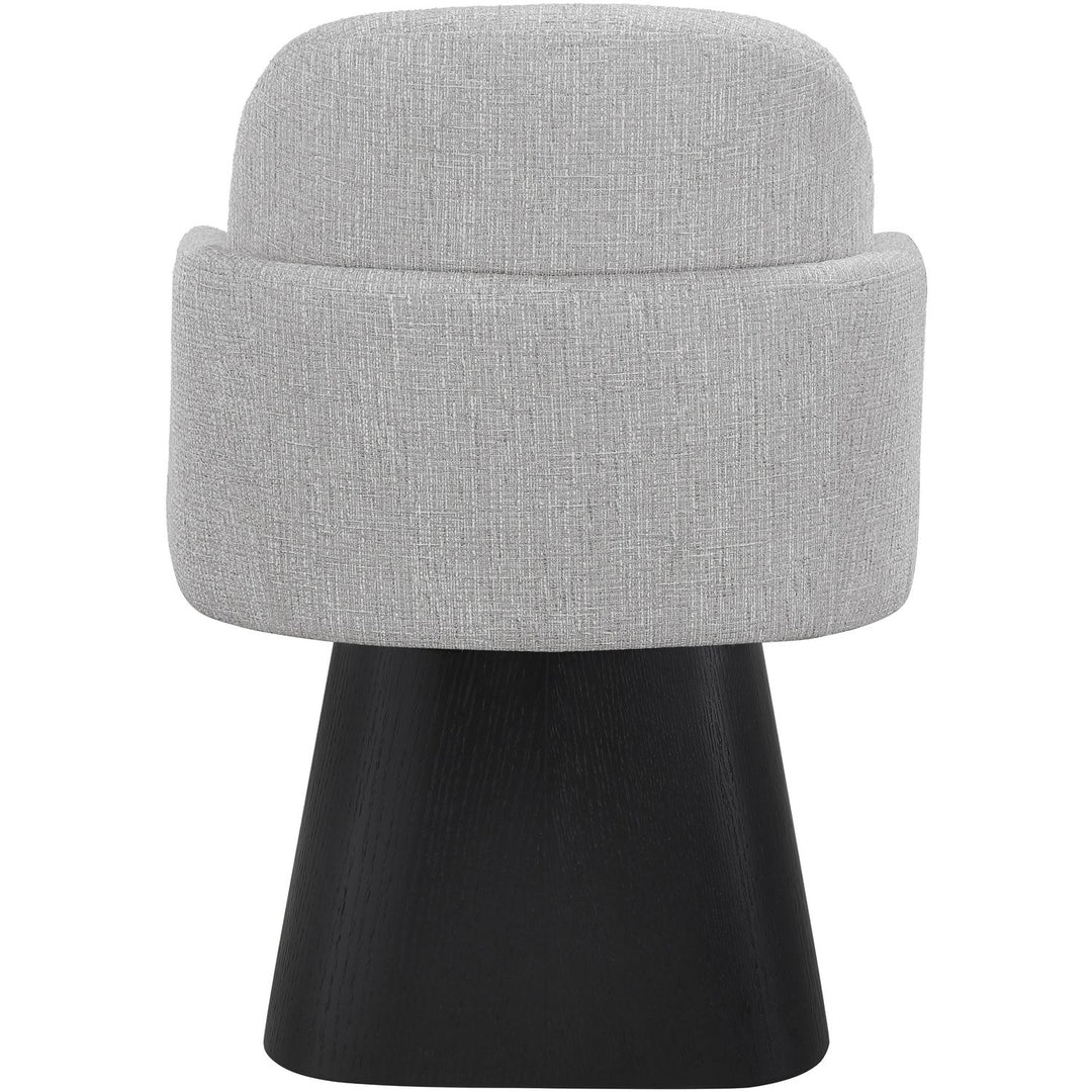 Marlowe Linen Textured Fabric Upholstered Swivel Dining Arm Chair — Grey / Stained Black