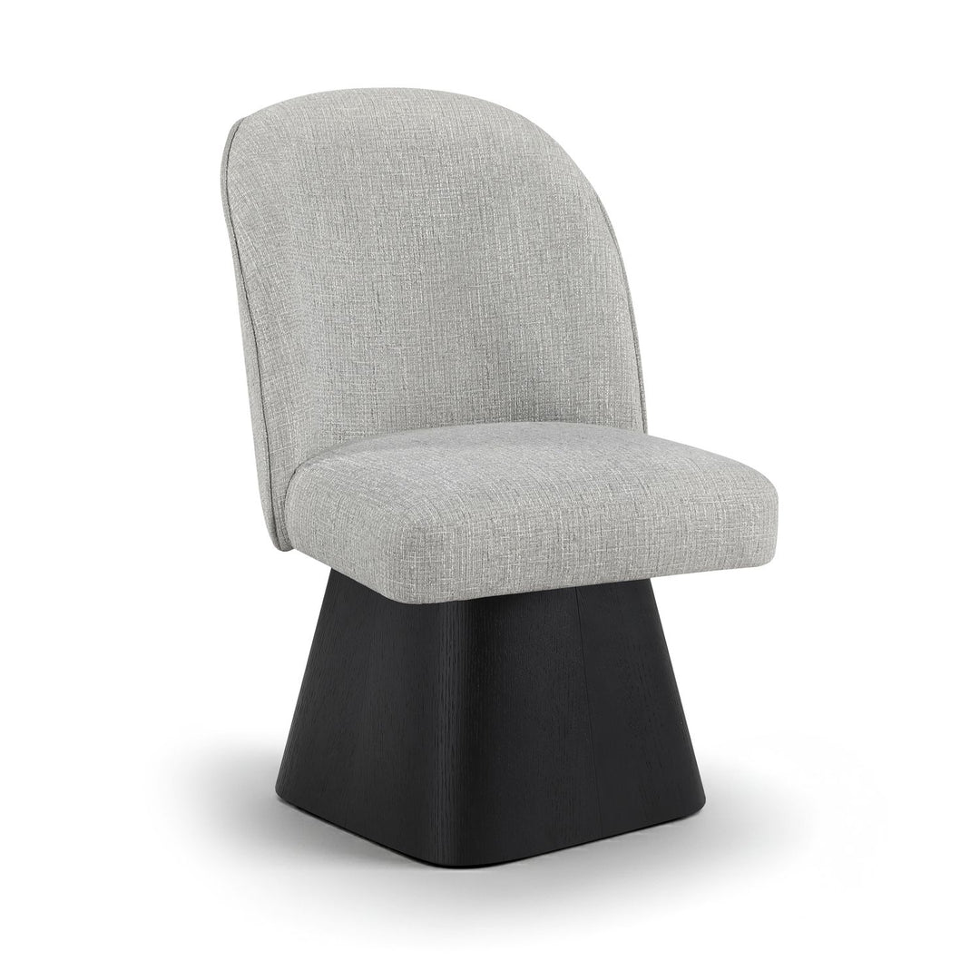 Marlowe Linen Textured Fabric Upholstered Swivel Dining Side Chair — Grey / Stained Black