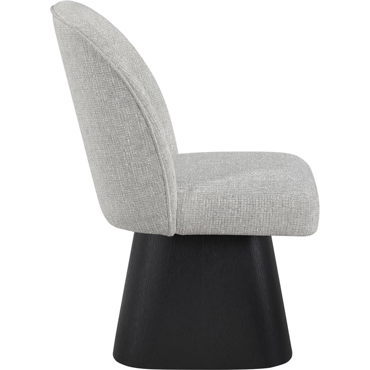 Marlowe Linen Textured Fabric Upholstered Swivel Dining Side Chair — Grey / Stained Black