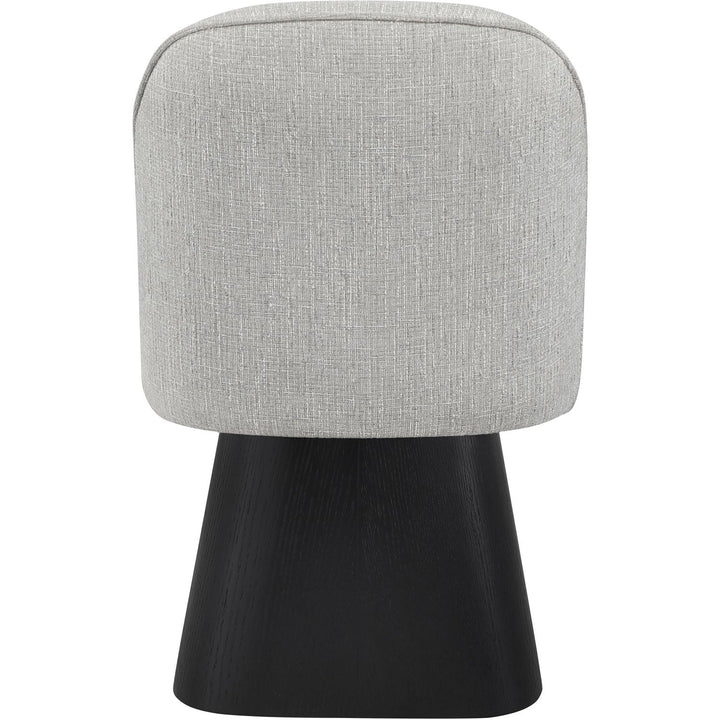 Marlowe Linen Textured Fabric Upholstered Swivel Dining Side Chair — Grey / Stained Black